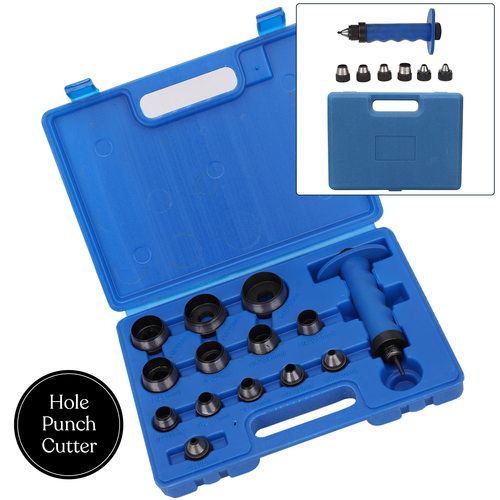 14pc Hollow Punch Tool Kit Professional Craft Hollow Leather Gasket Rubber Punch