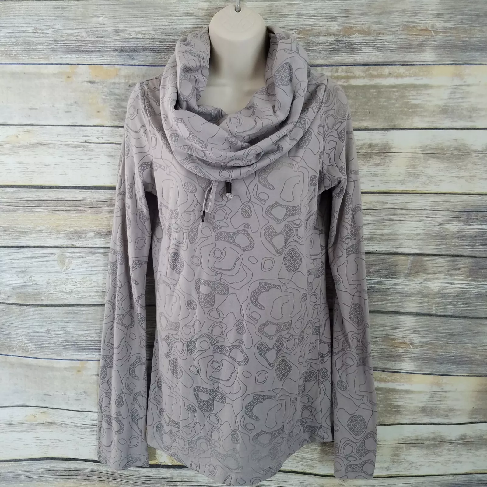 lole burnout semi sheer funnel neck drawstring athletic shirt