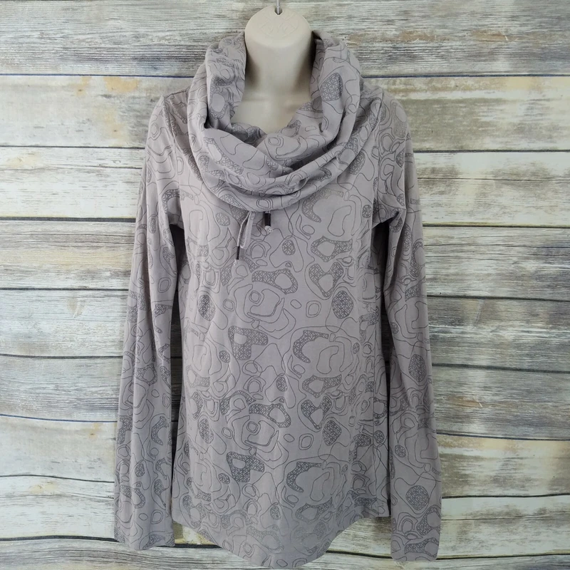 lole burnout semi sheer funnel neck drawstring athletic shirt