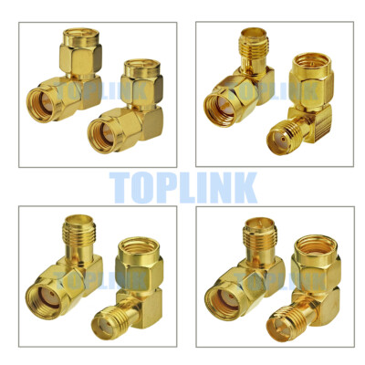 Lot De 5 Adaptateurs RF SMA / RP-SMA Angle Droit - Mâle Vers Femelle, Pour Antennes Wi-Fi, GPS