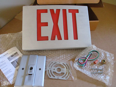 *NEW EELP INC CA2RAA-EM Aluminum LED Emergency EXIT Light Sign w/ Battery Backup