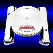 Chrome Valve Covers and Red 455 Emblem Air Cleaner Combo Fits 455 Olds Engines