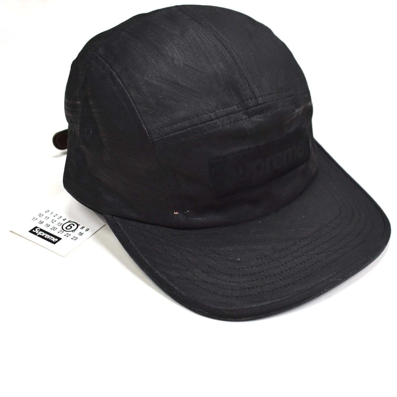 Neuf avec étiquettes Supreme Maison Margiela MM6 boîte à peinture noire logo chapeau de camp casquette SS24 AUTHENTIQUE