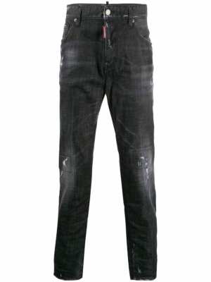 D² Dsquared² ger. Distressed-Jeans schwarz von Farfetch NP 495,-   - 25% Rabatt!