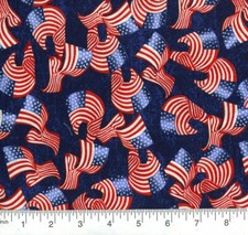 Ladies scrub hat American flags on navy swirling Vashon style elastic in back