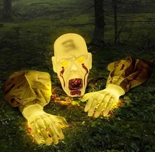Halloween Lawn Decoration Skeleton Zombie Stakes with Light Haunted House Prop