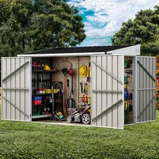 8'x4' Ft Outdoor Tool Shed 148 CuFT Metal Backyard Patio Storage w/ 3 Doors Vent