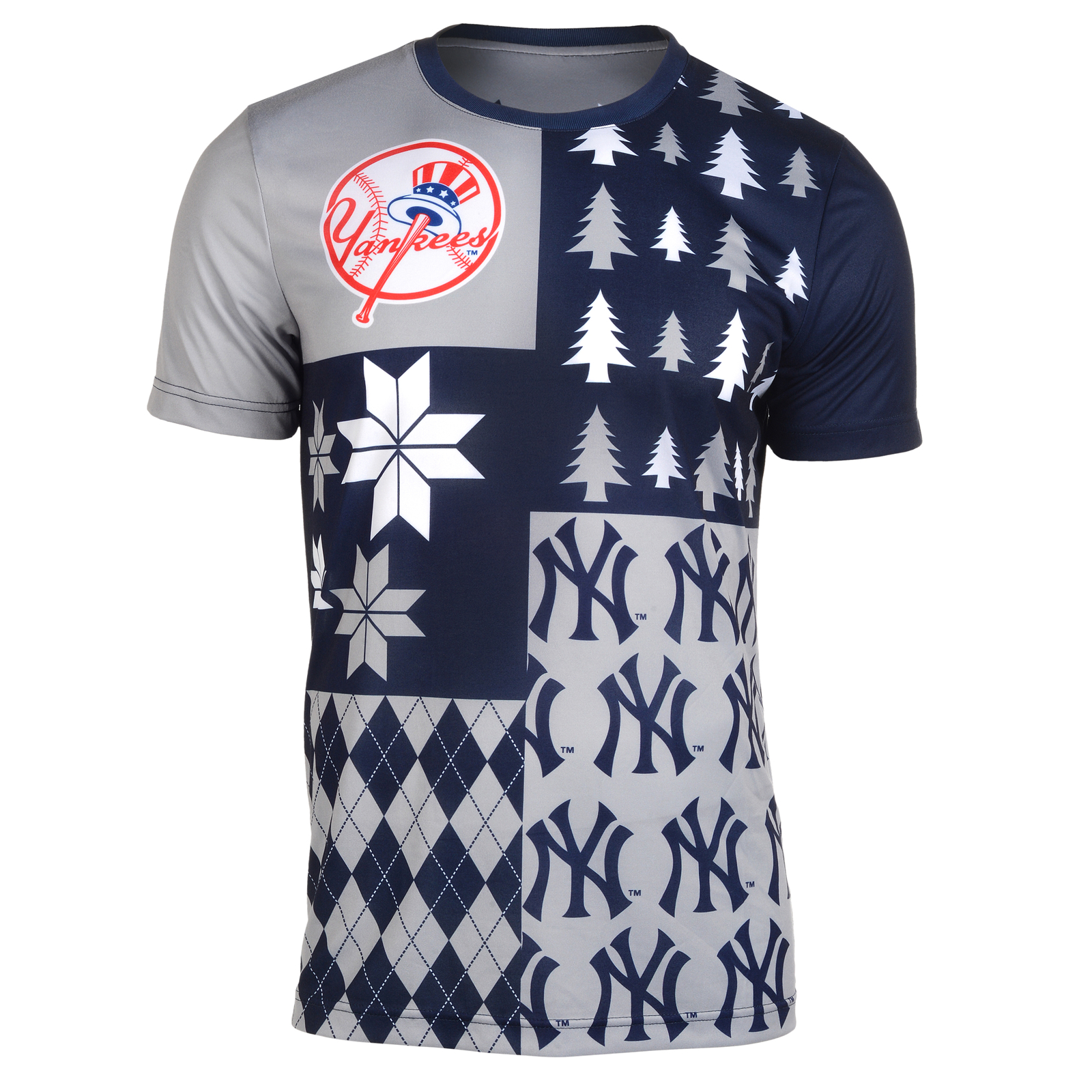 Мужская футболка FOCO MLB New York Yankees Busy Block с уродливым круглым вырезом