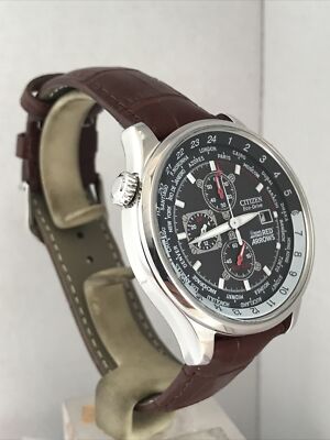 citizen eco drive men's world time chronograph watch wr100