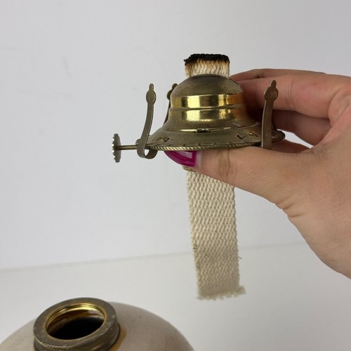 Vintage 90s Salmon Falls Heart Hurricane Oil Kerosene Lamp Adjustable Flame Base - Picture 11 of 12
