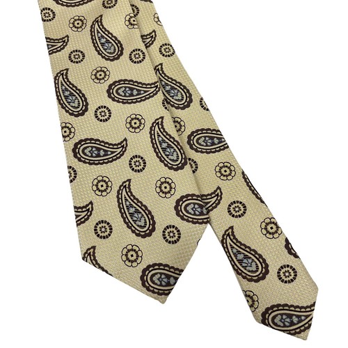 Ermenegildo Zegna Men's Contemporary Tie Yellow Paisley Silk 3.5" x 57.5" euc - Picture 1 of 10