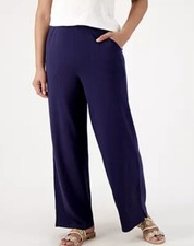 Denim  Co. Beach Jersey Regular Wide Leg Pant With Slits Black,Medium