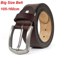 Casual Mens Leather Belt for Jeans 100 Cow Leather Belt Big Tall Size 105-170cm