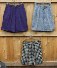 Three Pair Vintage 1980's Baggy High Rise Cuffed Pleated Women's Shorts Med