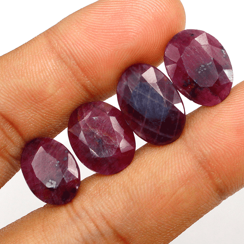 Lote de 4 piedras preciosas sueltas corte ovalado 14 mm-16 mm rubí natural sin tratar minas de Kenia - Imagen 11 de 13