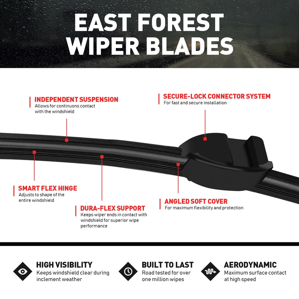 Escobilla limpiaparabrisas delantera 2 piezas para Mercedes-Benz Clase E E350 E550 2010-2014 calidad OEM Foto 3 de 4