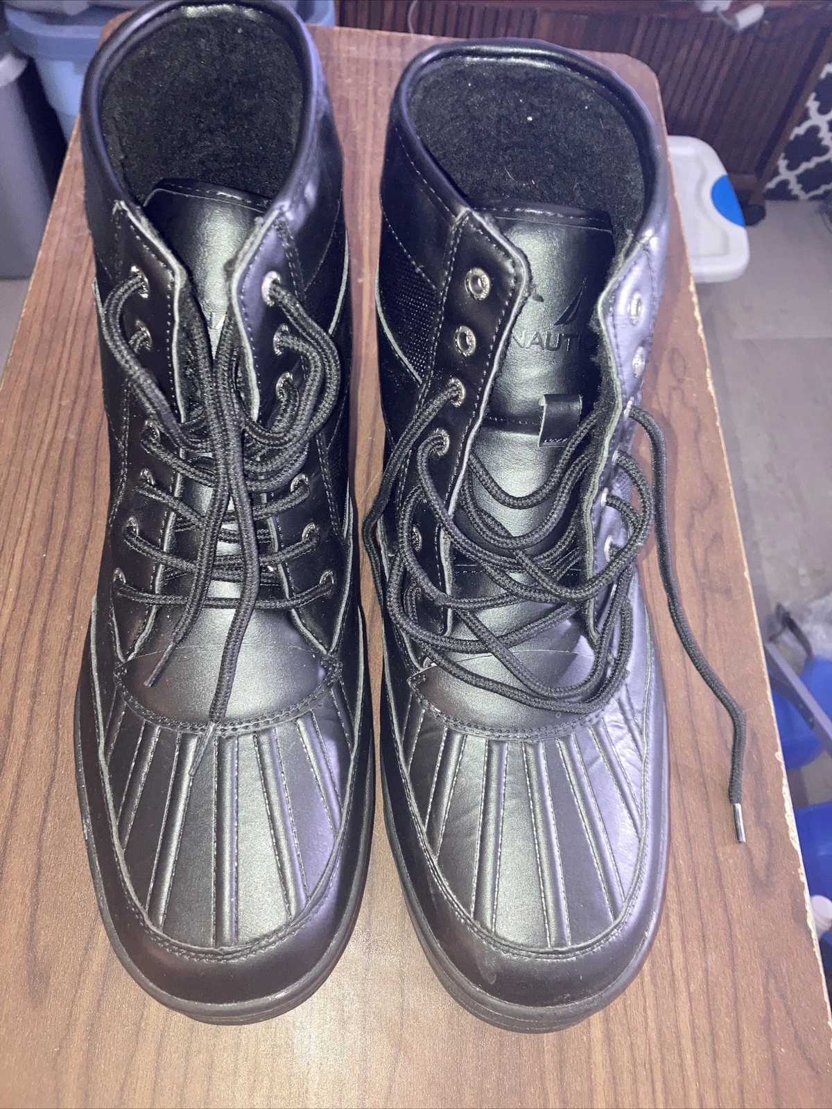 Nautica Mens SIZE 12 SULLIVAN Black Duck Boots-Waterproof Shell Snow Boot-#00s