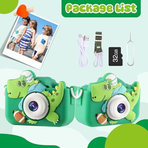 Camera for Kids Boys Girls Age 3-8, Football Dinosaur Toys Dinosaur Green - Picture 3 of 7