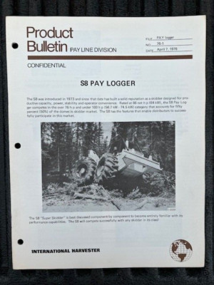 Vintage International Harvester 1976 Pay Line S8 Pay Logger Product Bulletin