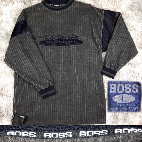 Vintage 1990’s Hugo BOSS Performance Street Skate Ribbed Fleece Sweatshirt L - Picture 1 of 12