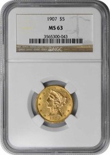 1907 $5 Gold Liberty Head MS63 NGC