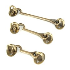 AGED UNLACQUERED SOLID BRASS CABIN HOOK EYE DOOR LATCH LOCK WINDOW CABINET CATCH