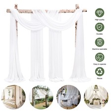 Sheer White Chiffon Fabric 130x550cm for Wedding Arbor Window & Bed Canopy Decor