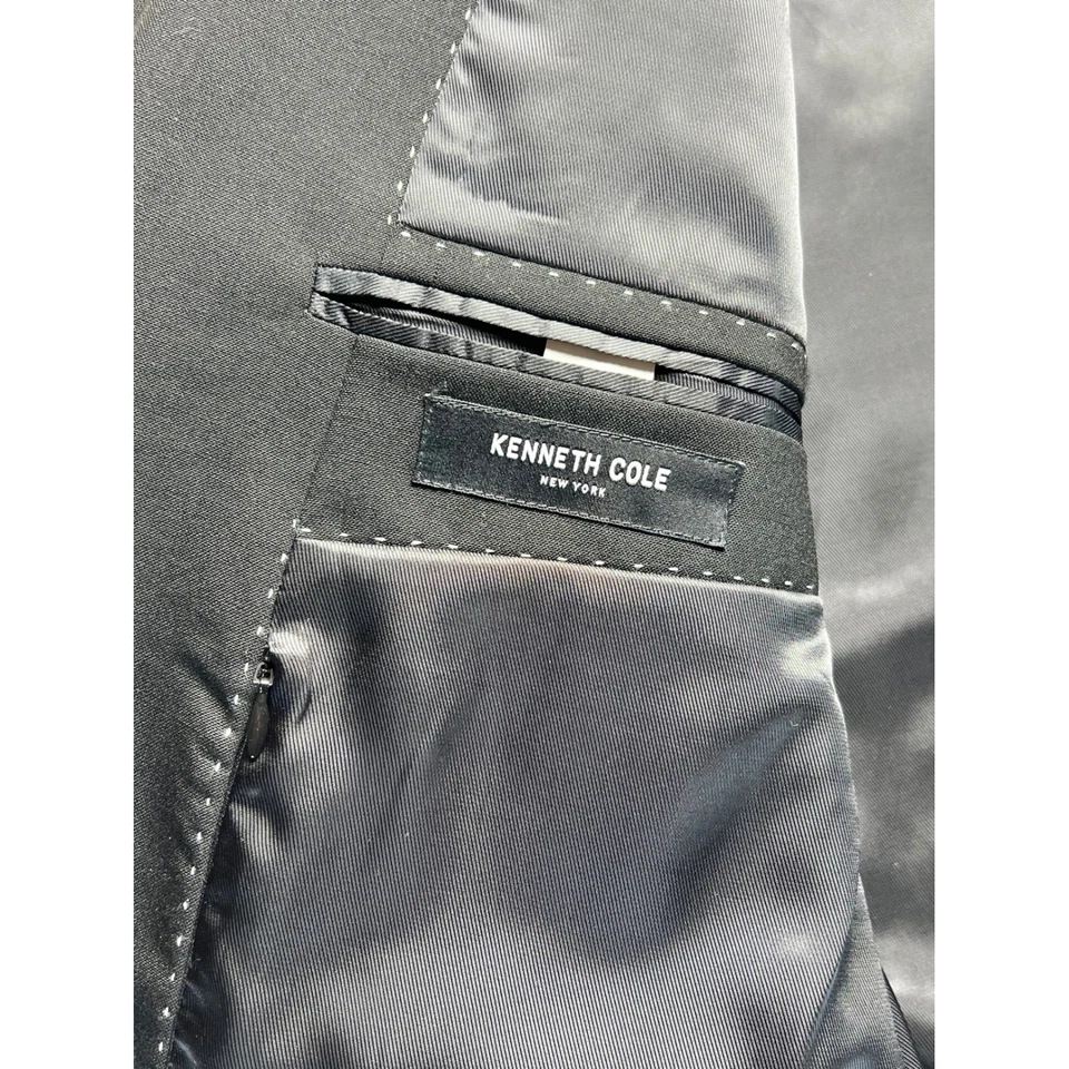 Kenneth Cole Conjunto Traje Lana Negro Blazer 48R y Pantalones 38 x 30 Negocios Informal Foto 3 de 4
