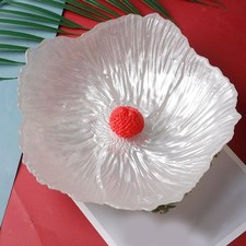 Flower Shaped Glass Plate Cake Dessert Dish for Dining Room Kitchen Counter