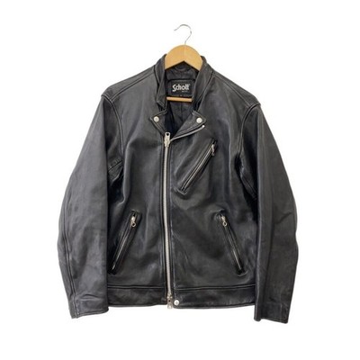 Schott Black Cow Leather Double Riders Jacket M 3101057 Auth