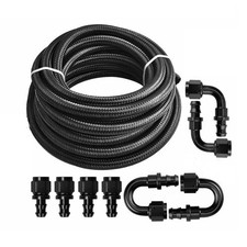An6 6an 20ft Braided Cpe Fuel Oil Line 8pcs Push Lock Hose Fittings Kit