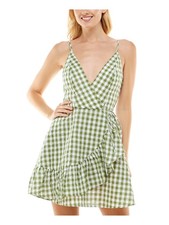 SPEECHLESS Womens Short Dress Green Sleeveless Side Tie Cutout Back Juniors XXS