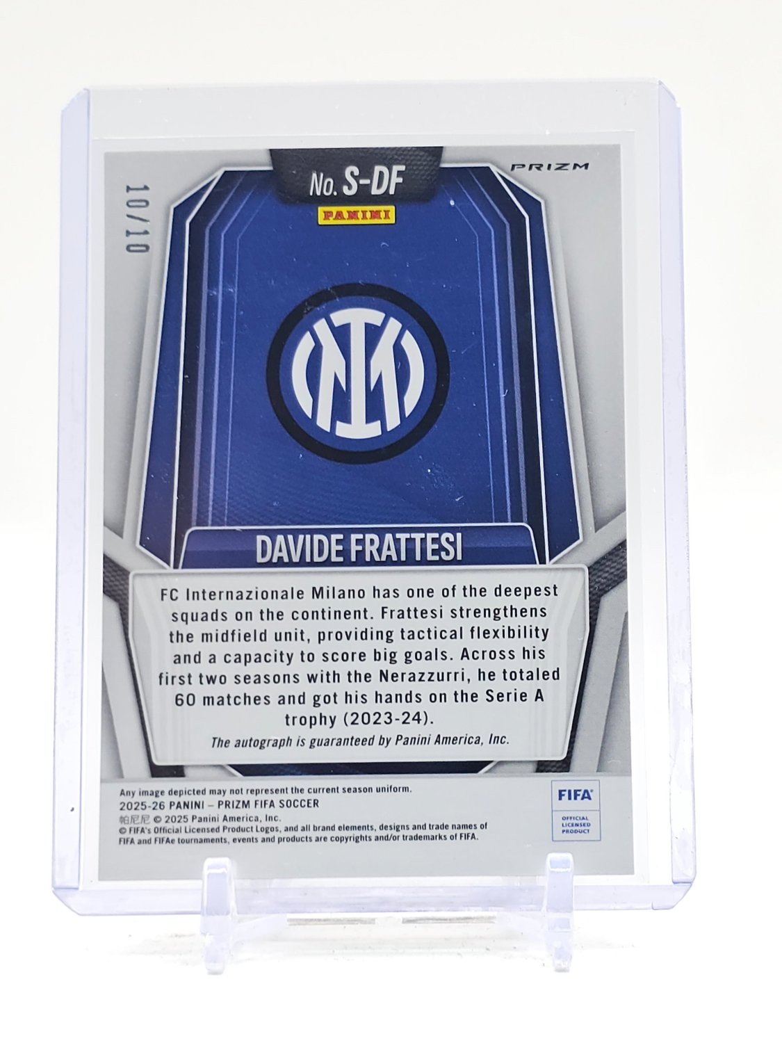 DAVIDE FRATTESI 2025-26 PRIZM FIFA SIGNATURES GOLD CHOICE AUTO 10/10 Q5442 view 2