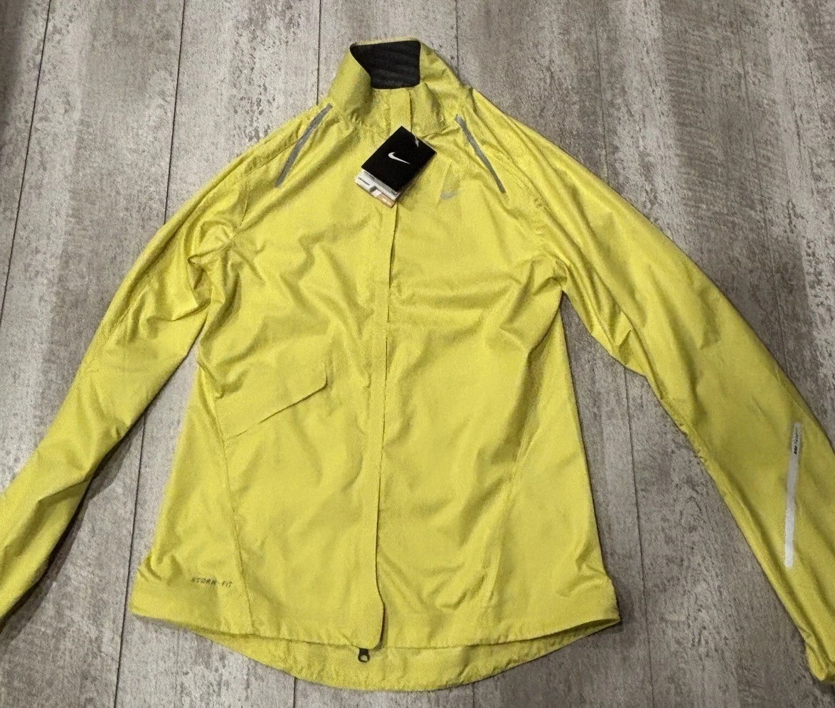 Nike StormFly Full Zip Windbreaker Running Jacket Women S Yellow Storm-Fit NWT