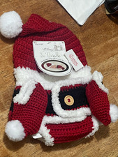 So' Dorable Baby Santa Claus Crochet Acrylic Hat Pom-Pom Button 0-6M