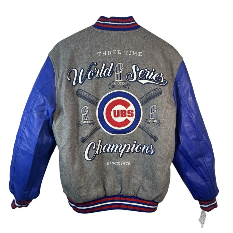Chaqueta de bombardero reversible de los Chicago Cubs campeón de la Serie Mundial MLB 2016 recuerdos Foto 3 de 4