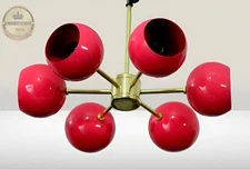Brass Sputnik Chandelier: 6 Red Eyeballs Brass Pendant Christmas Gift