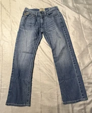 Ariat M4 Jeans Mens 33x32 Blue Low Rise Boot Cut Distressed Relaxed Fit Work