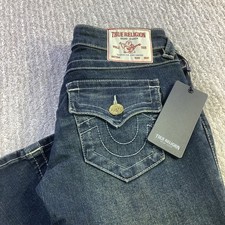 True Religion Joey Low Rise Flare Flap Jeans Serenity Size 25 NWT