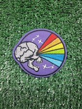 New Skull Rainbow Eye Horror Gothic Embroidered Biker Iron On Patch