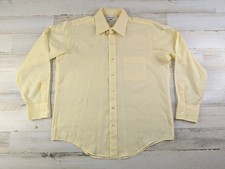 Vintage 70s 80s Arrow Shirt Mens 16.5 34 Yellow Geometric Patterned Button Up