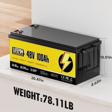 48V 100Ah LiFePO4 Battery with BMS Deep Cycle for Marine Off-Grid Power Golf Car