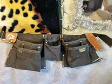 Cordura tool belt 7 ￼pockets leather Custom Leather Craft looks new read Disc.