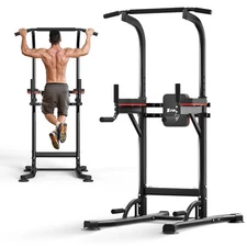 ZENOVA Pull Up Bar Power Tower Dip Bar Pull Up Stand Dip Station Multi-Functi...