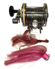 Deep Sea Fishing Reel W/ 2 Lead Head Lures & Wire Made In France no.# 0224823