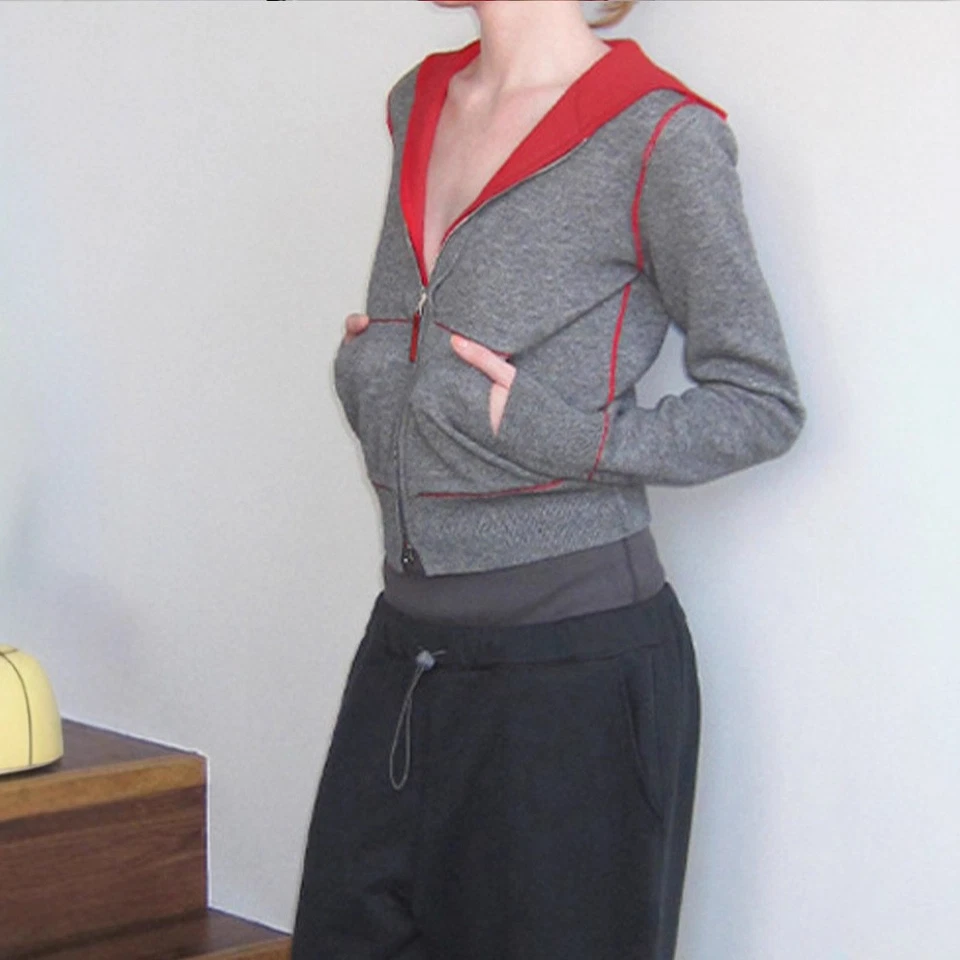 Chaqueta cárdigan tejida con capucha de lana colores contrastantes THE ROW para mujer Foto 2 de 4