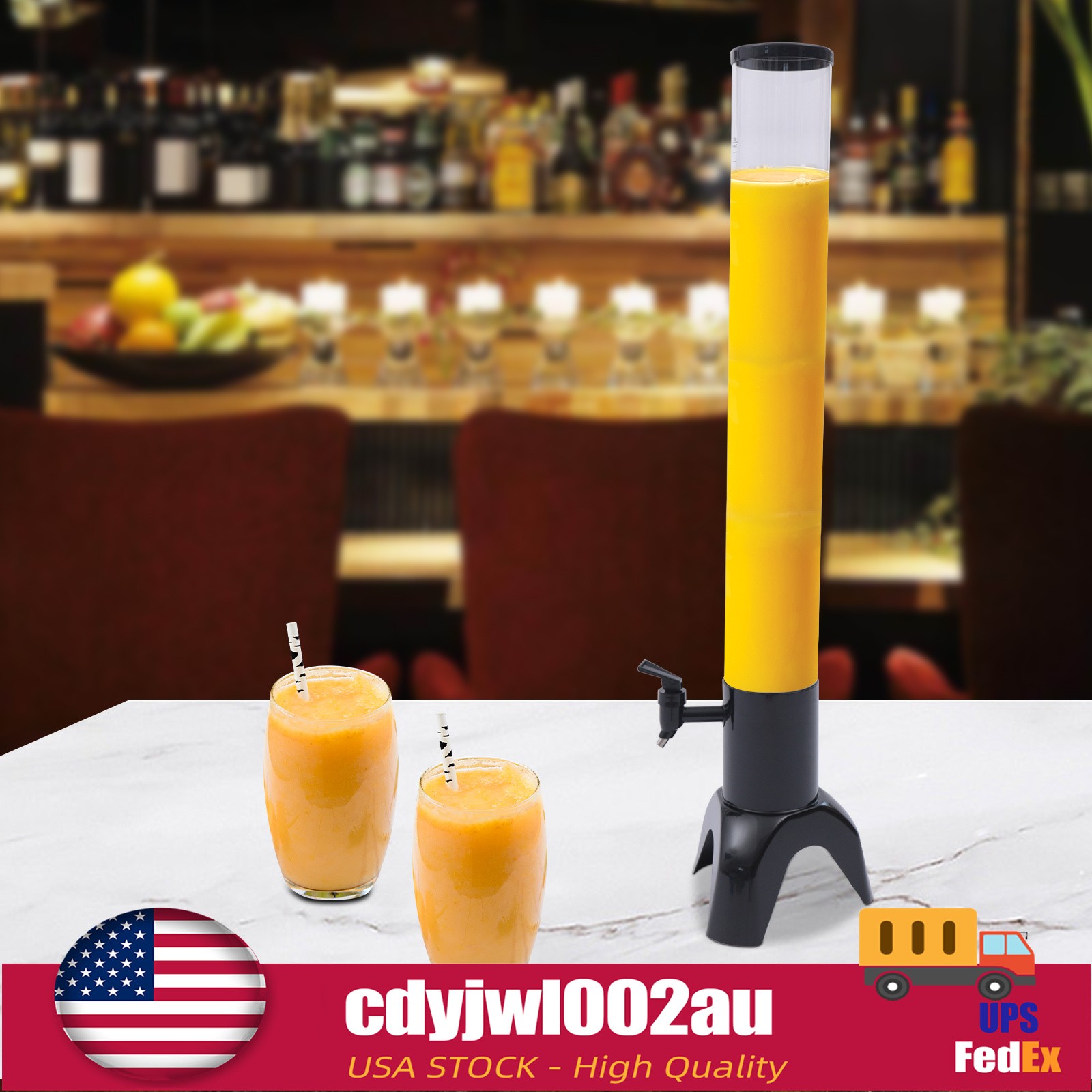 Beer Tower Dispenser with Stainless Steel Tap and Individual Ice Tube 3L/100oZ