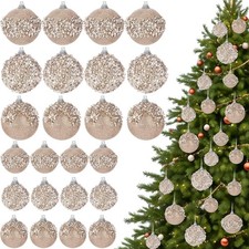 Poen 24 Pcs Glitter Christmas Ball Ornaments Set Christmas Tree Ornaments Han...