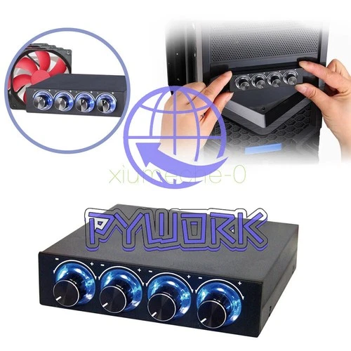 3.5" PC HDD CPU 4 Channel Fan Speed Controller Control Led Cooling Front Panel
