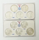 Lot of 10 1986 1995 US Mint American 1 oz 999 Uncirculated Silver Eagle $1 Coins